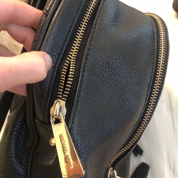 Michael Kors - Size Medium Black Leather Backpack - Picture 6 of 7